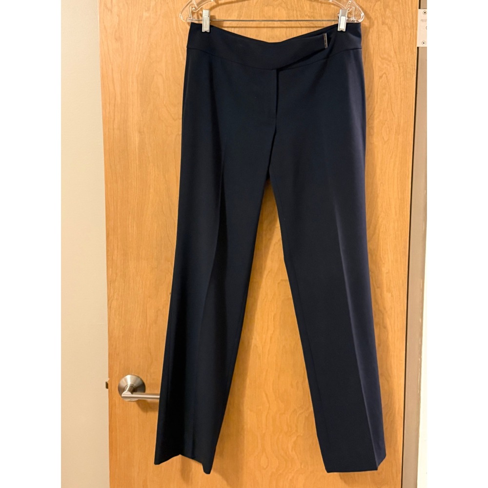 Elie Tahari Nordstrom Navy Trousers Womens 8 Flat Front Straight Leg Dress